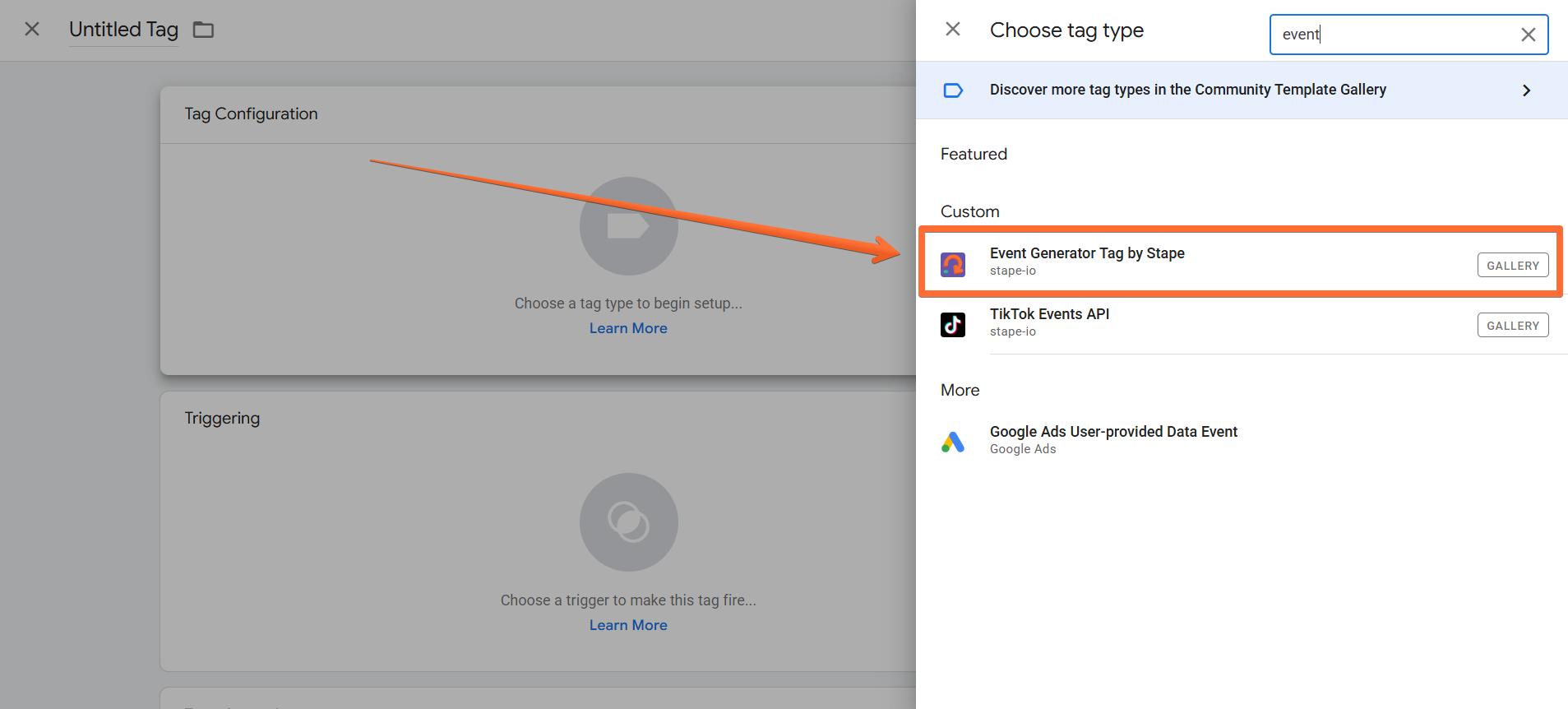 Creating the Event Generator tag
