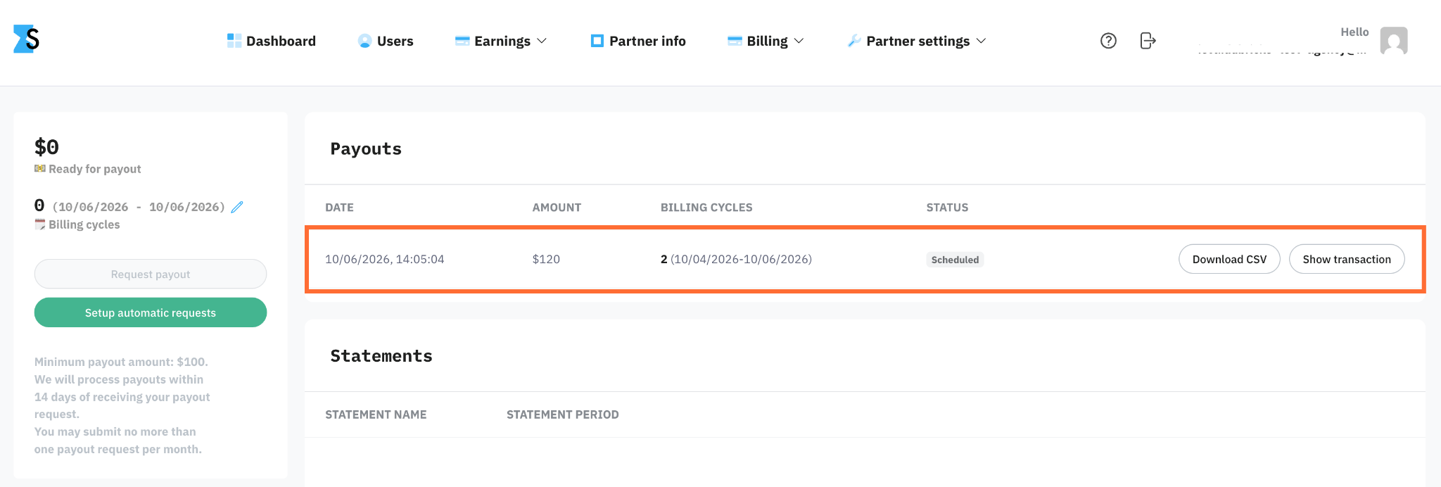 Scheduled payment
