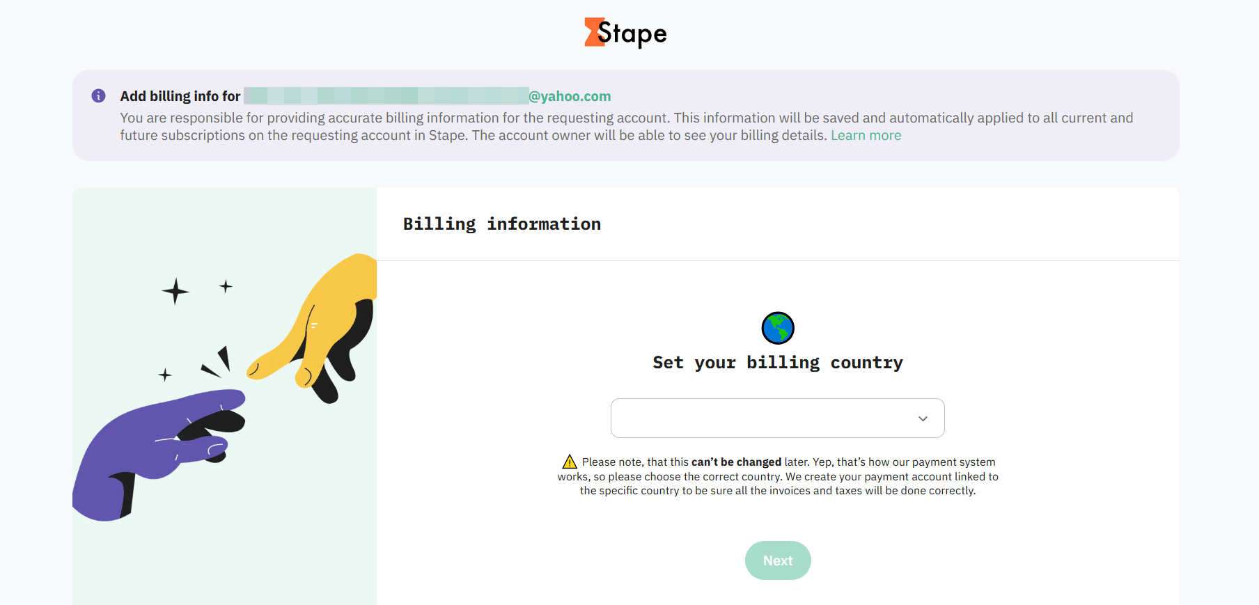select your billing country
