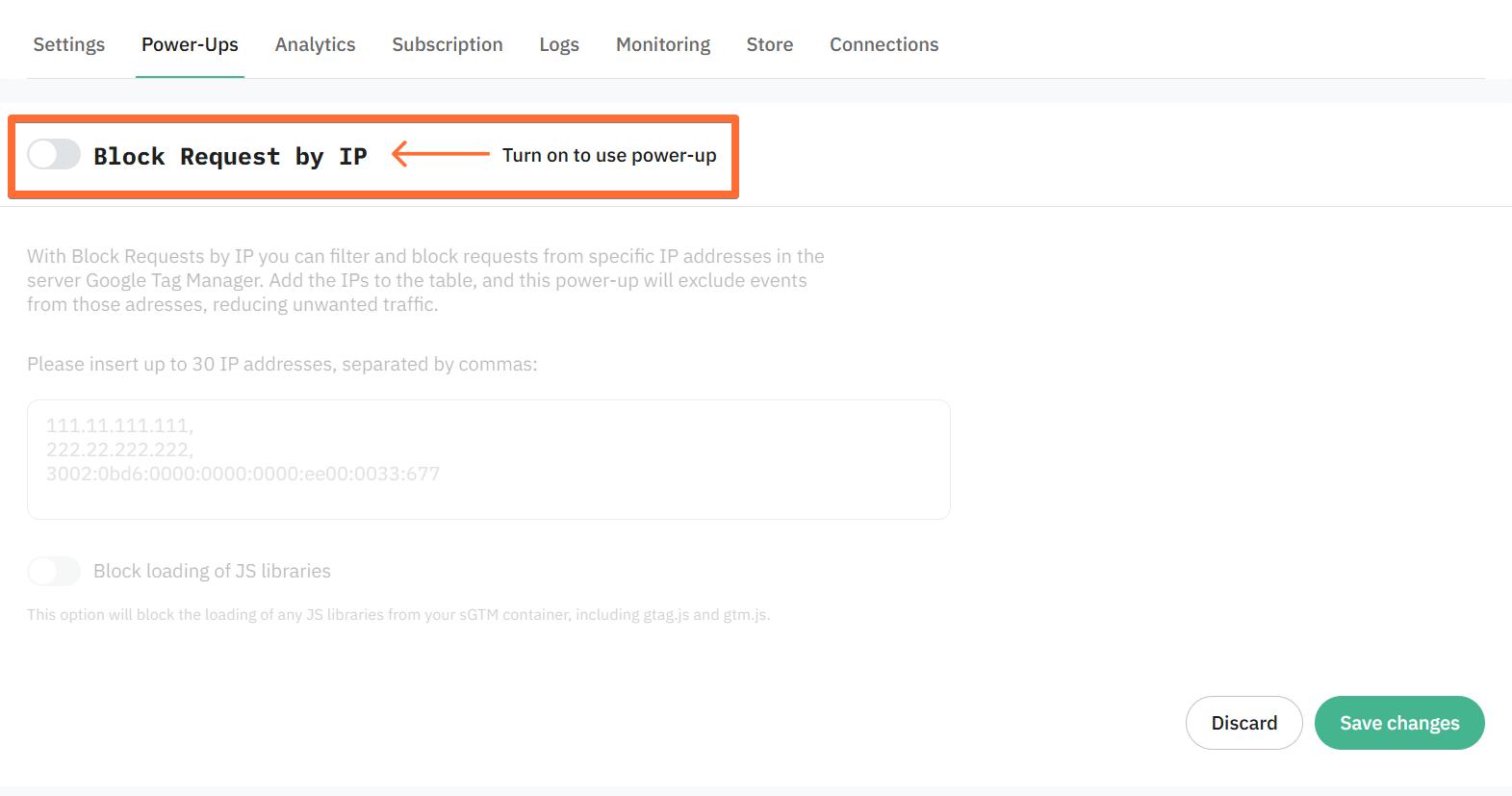 Block Request by IP toggle