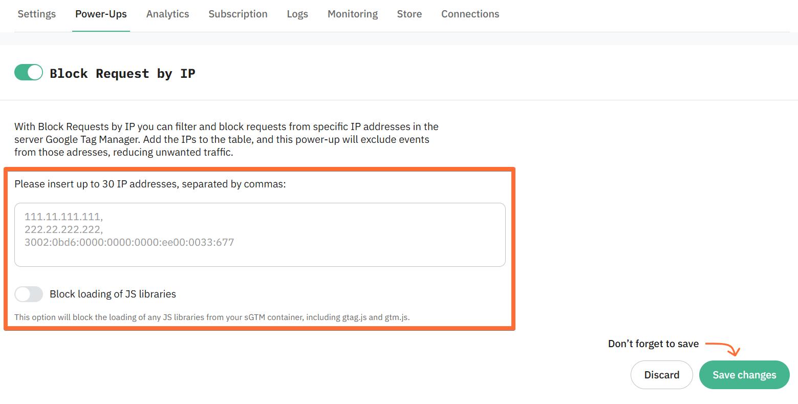 Enter up to 30 IP addresses you want to block