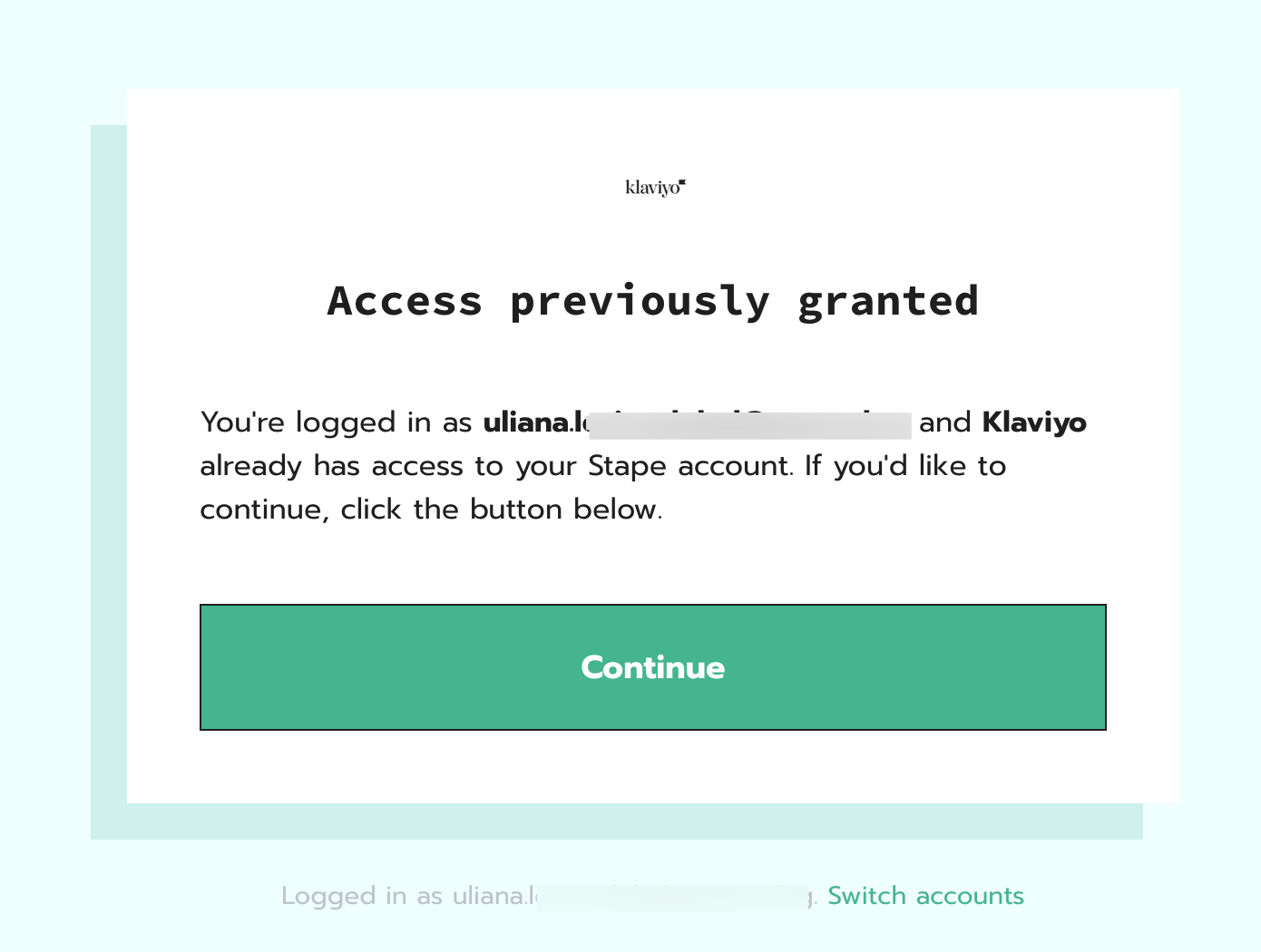 Continue with your Stape account