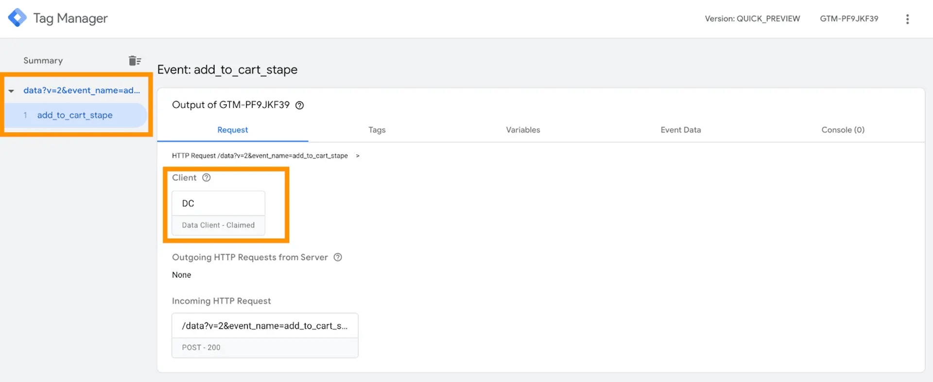 Open de GTM-voorbeeldschermen voor Web en Server en test de configuratie