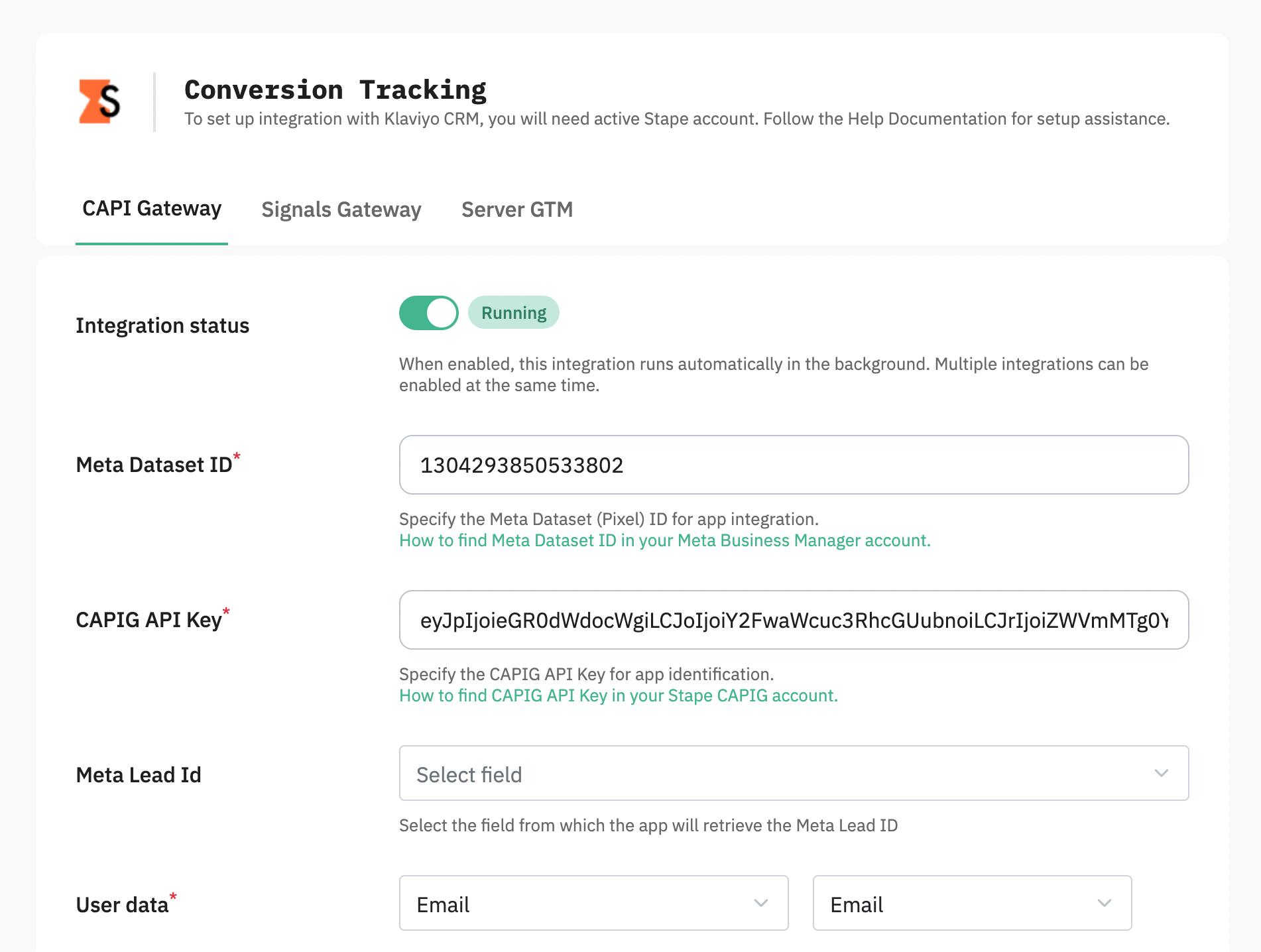 Stape Conversion Tracking Klaviyo app