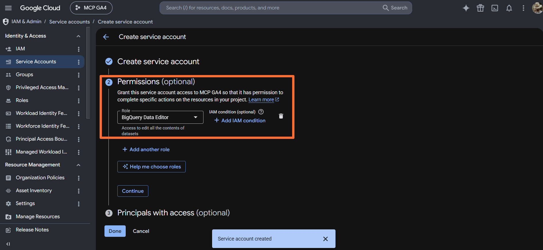 Cloud Datastore User role