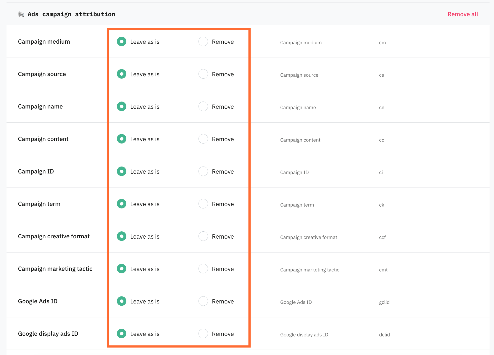 Configure Ads campaign attribution