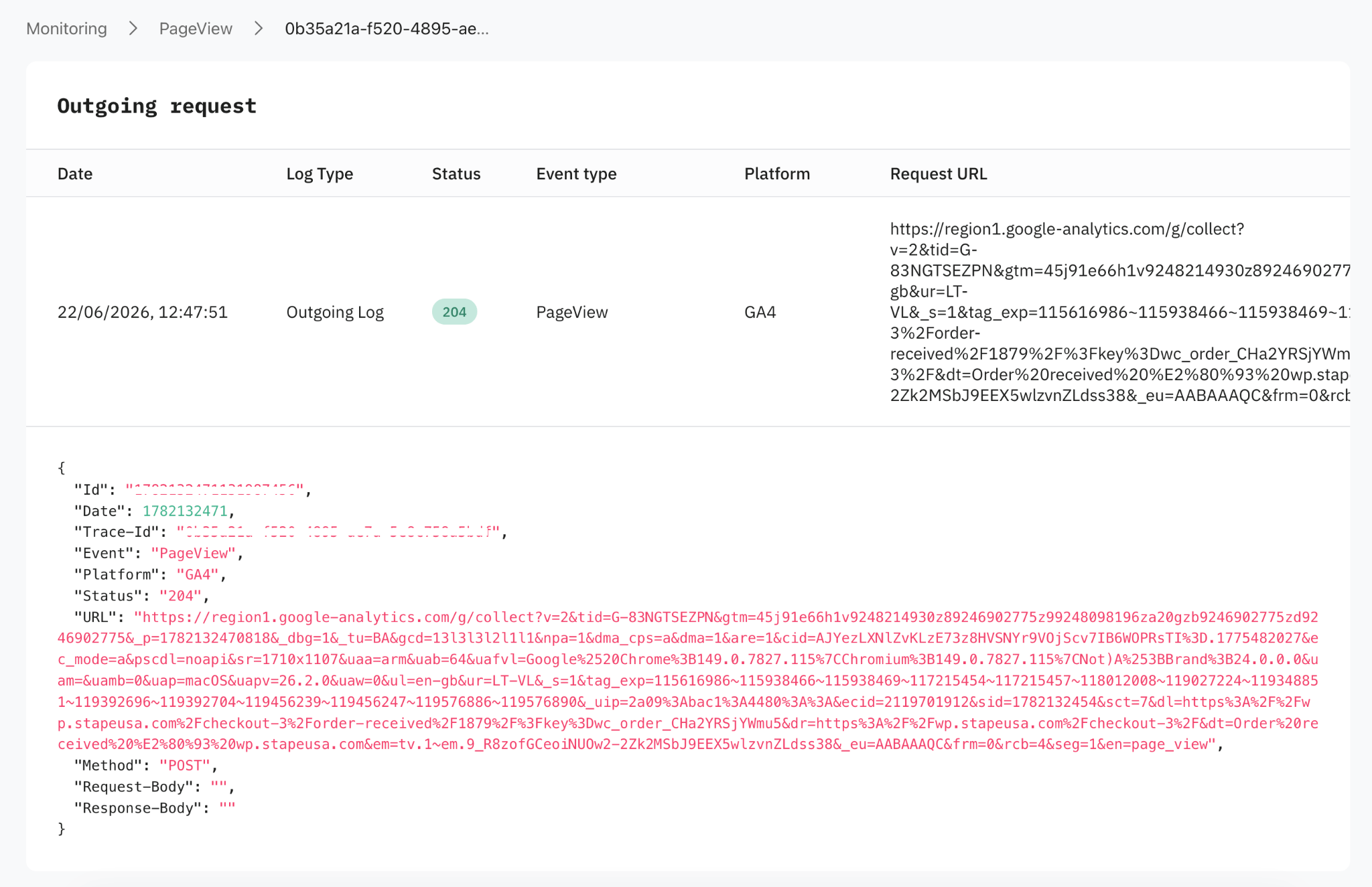 To view full log details, click the More icon.