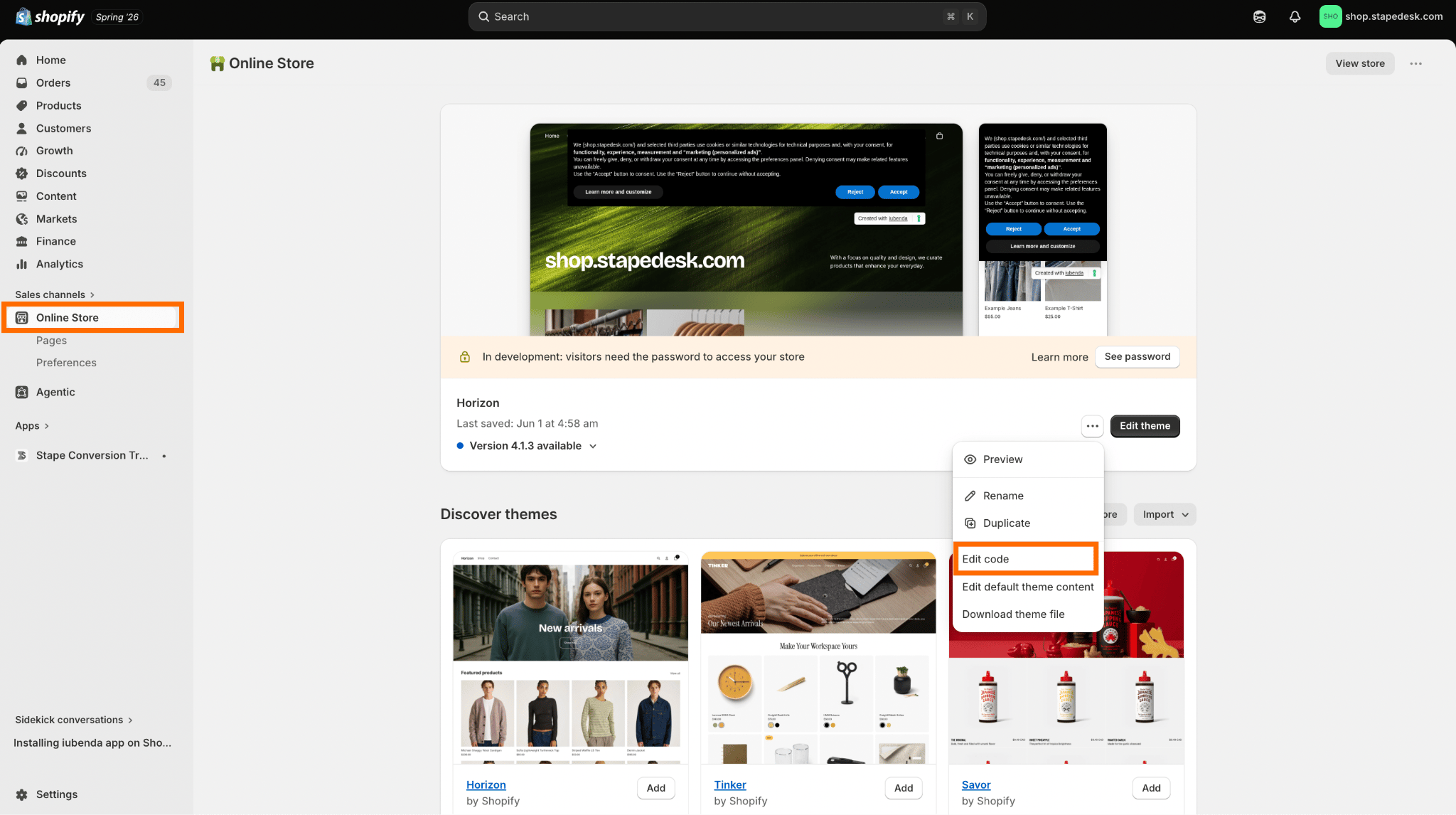 Shopify store