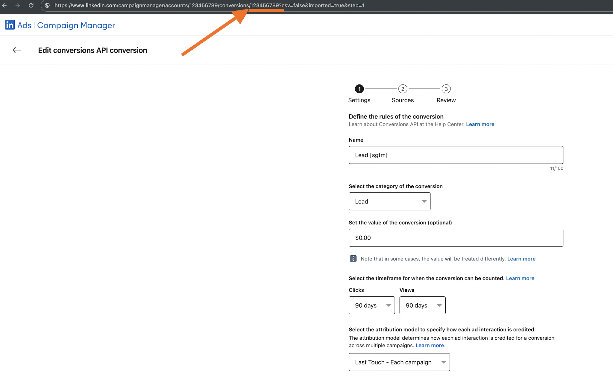 Conversion Rule ID in the URL