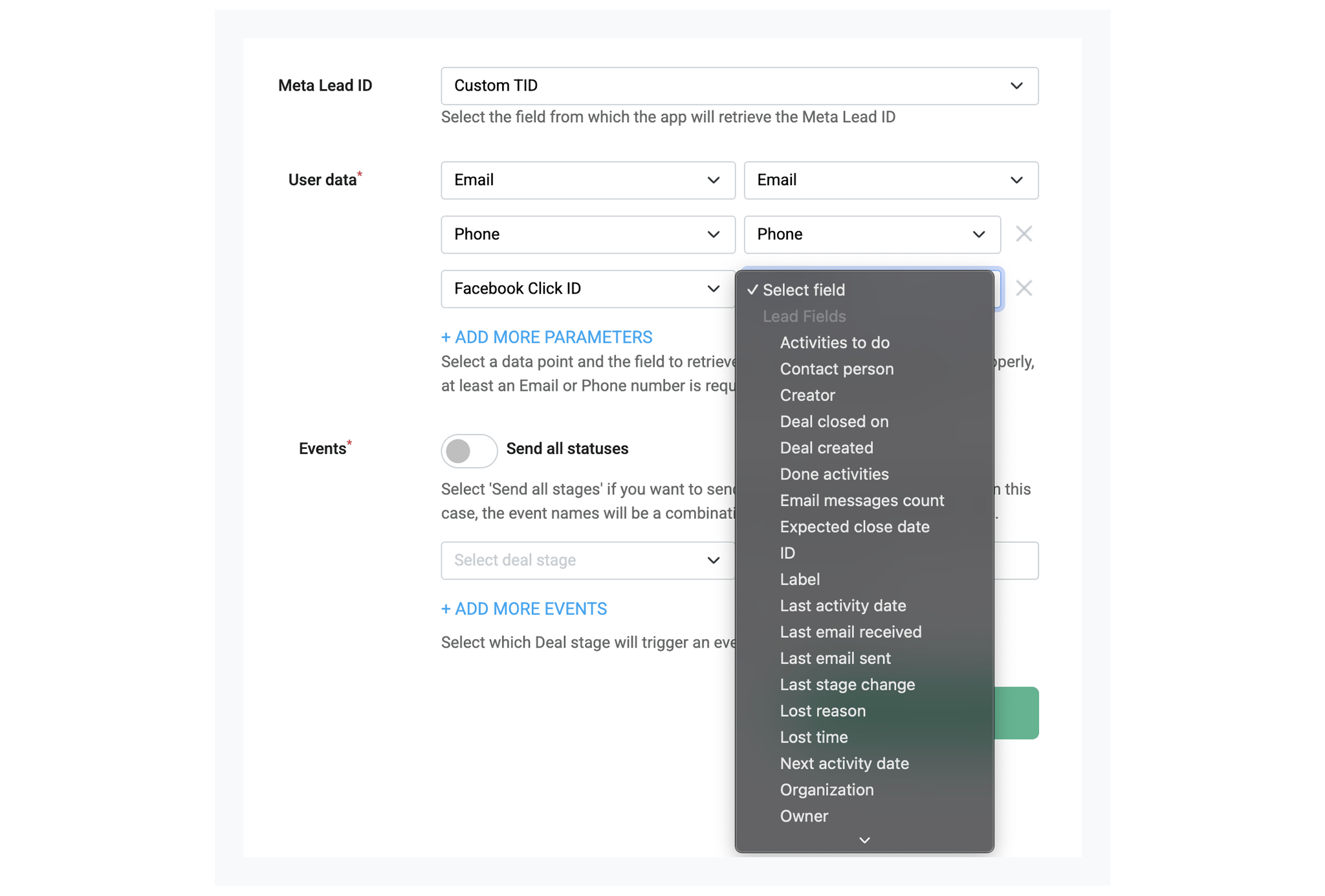 Configure additional User data