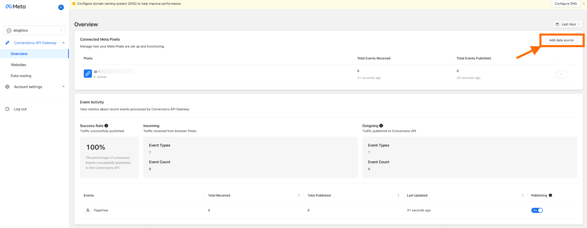 Add data source button