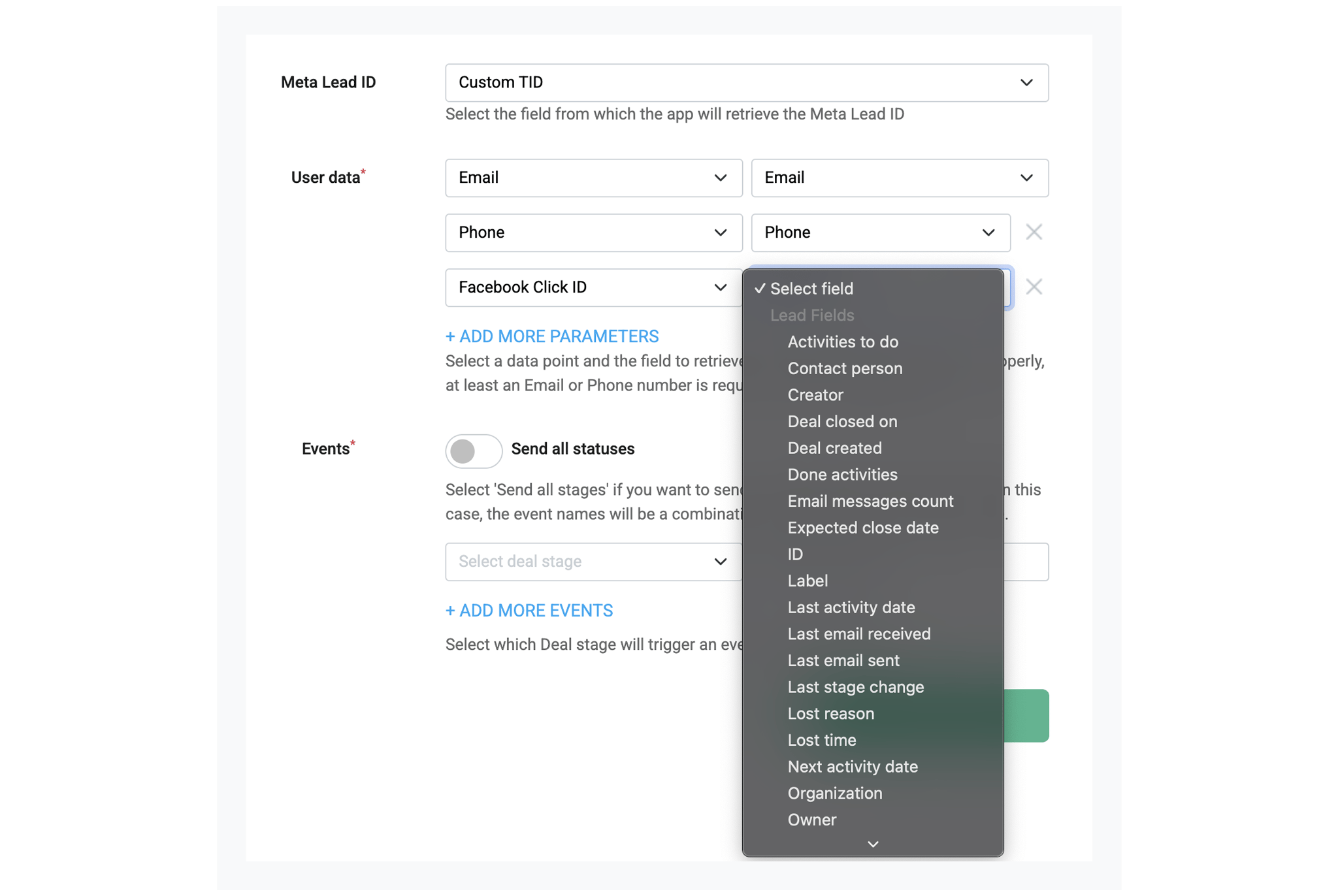 Configure additional User data