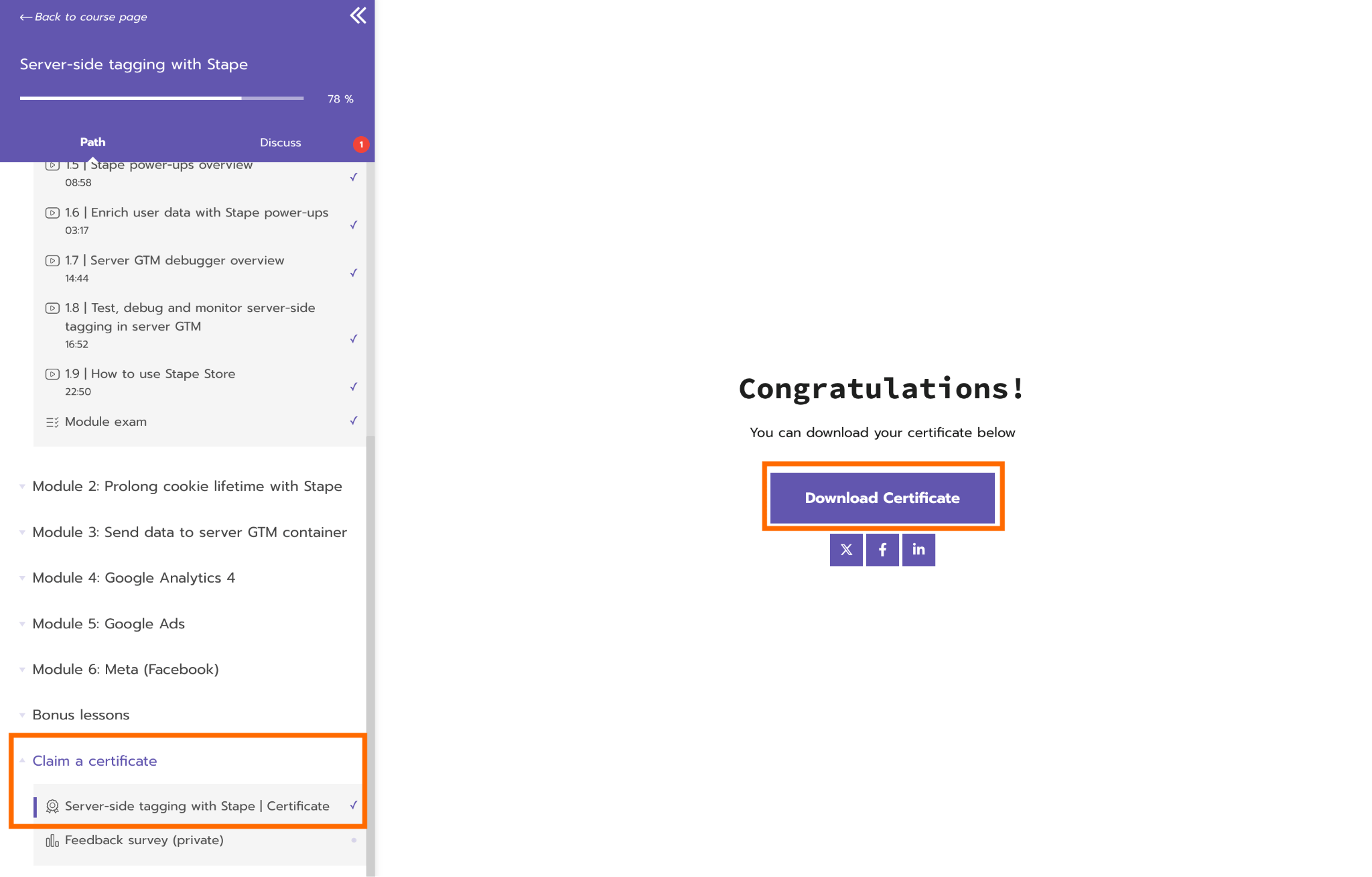 Download certificate