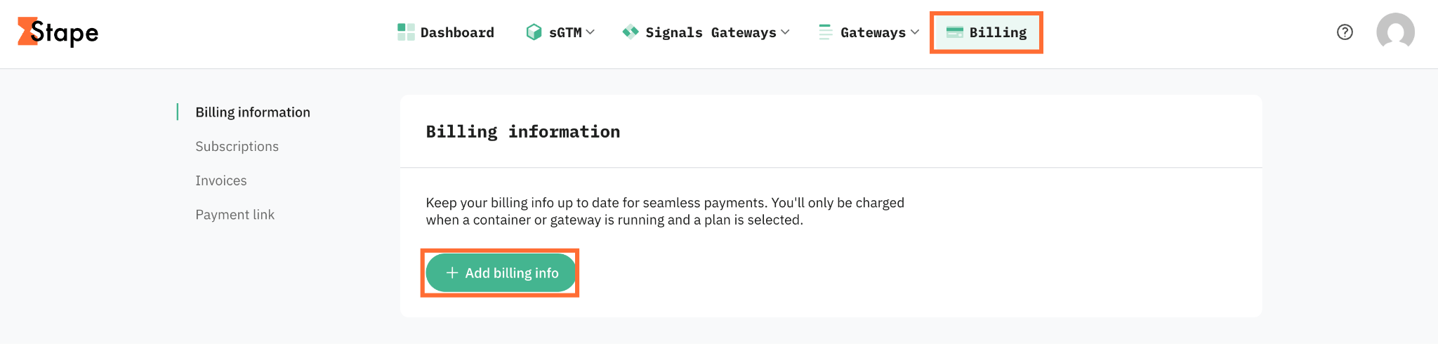 Add billing info