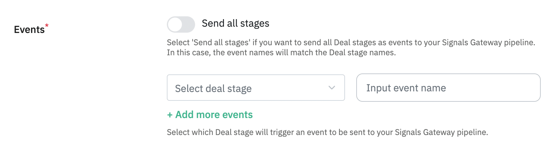 Select a Contact stage to trigger an event