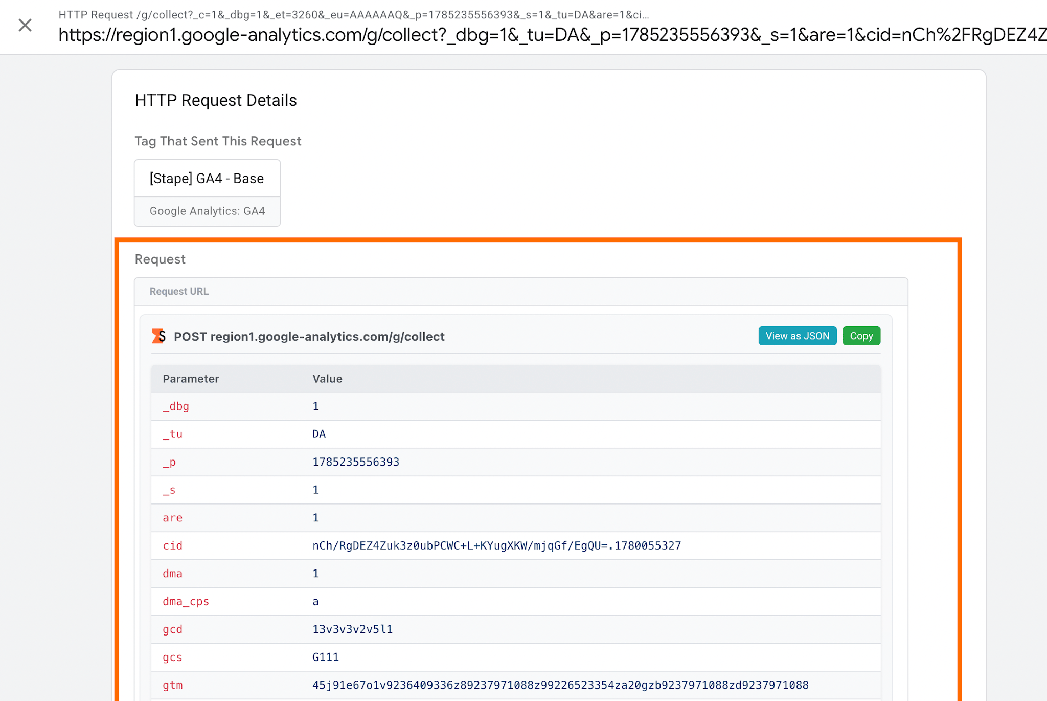 The request data