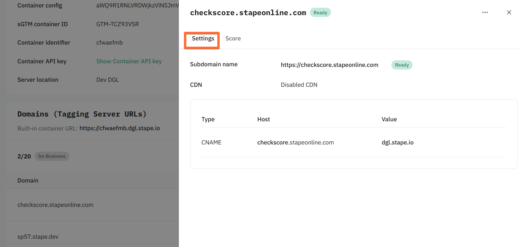 Domain Settings