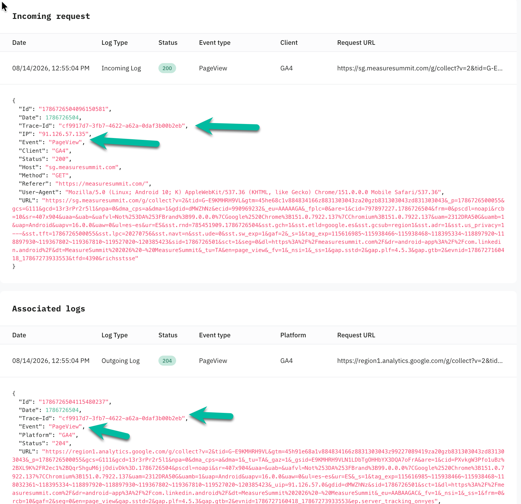 Log details