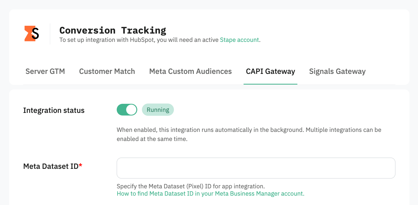 Meta and Stape accounts data