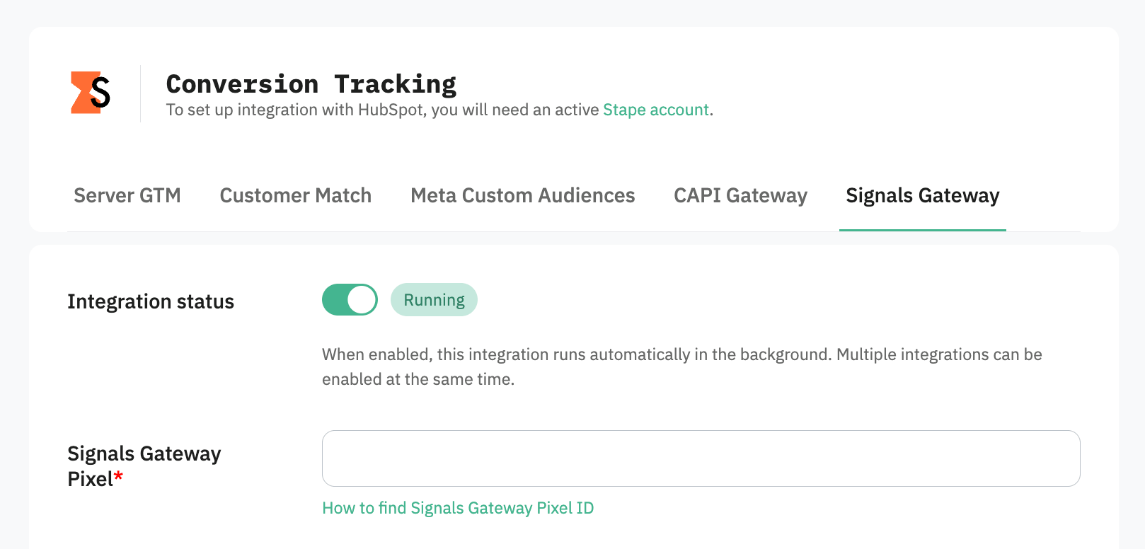 Signals and Stape accounts data