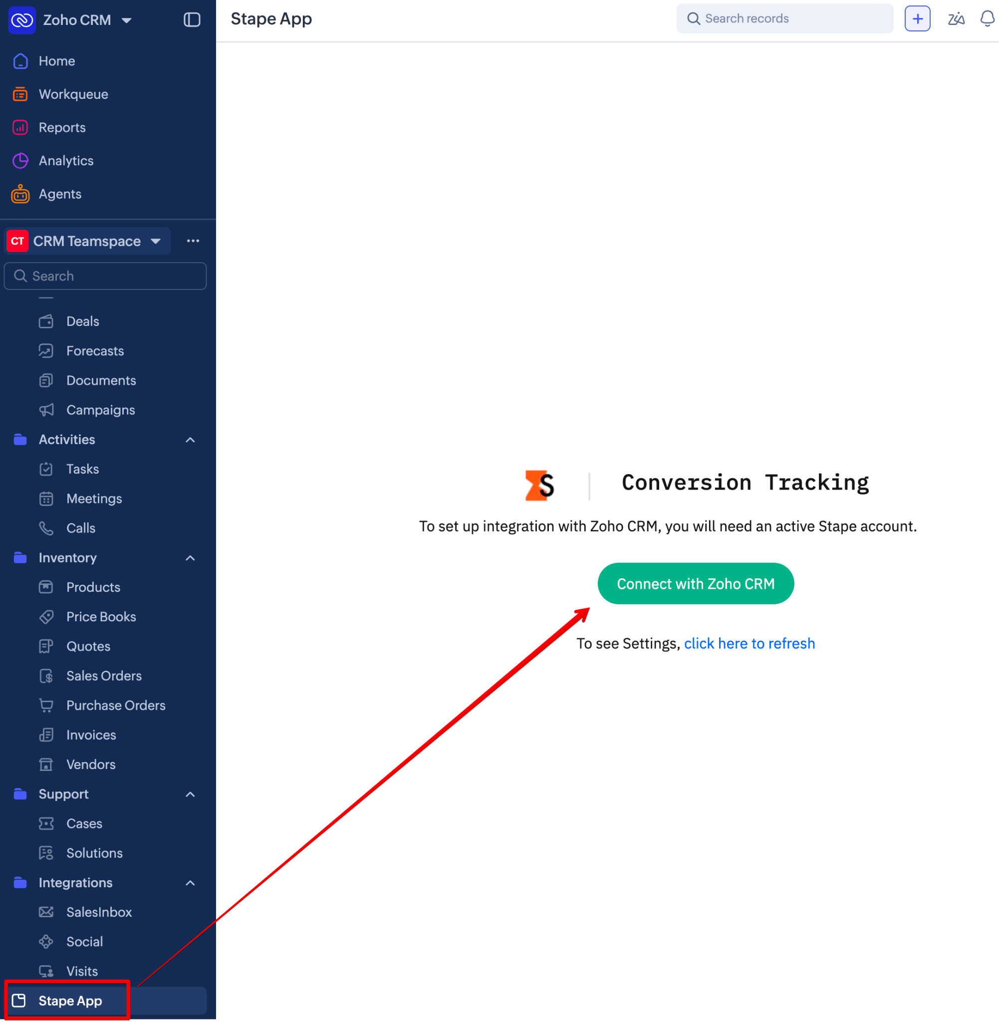 Connect the app to the CRM
