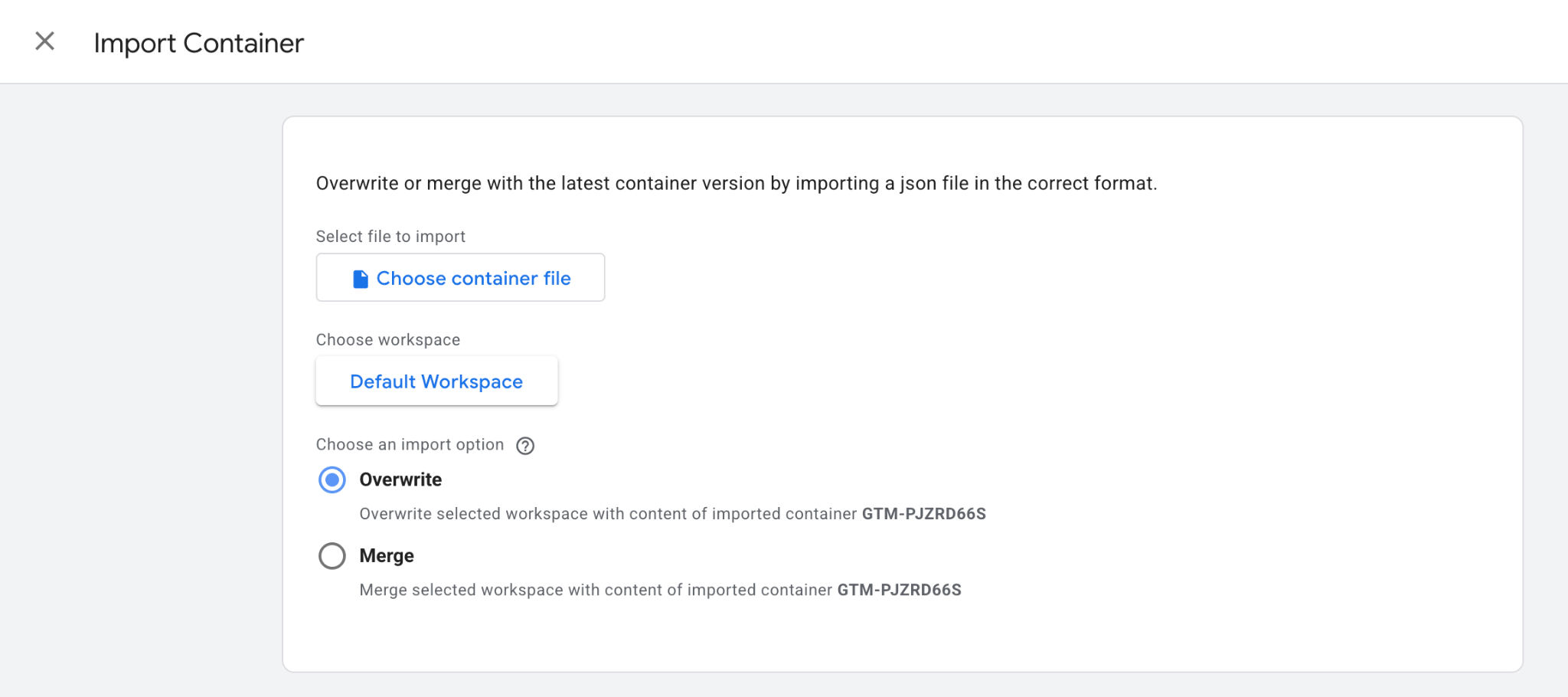 Choose container file