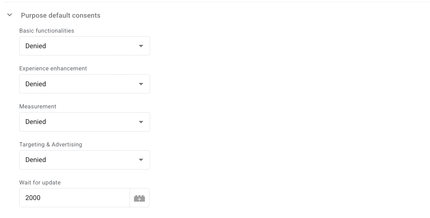 Default consent values