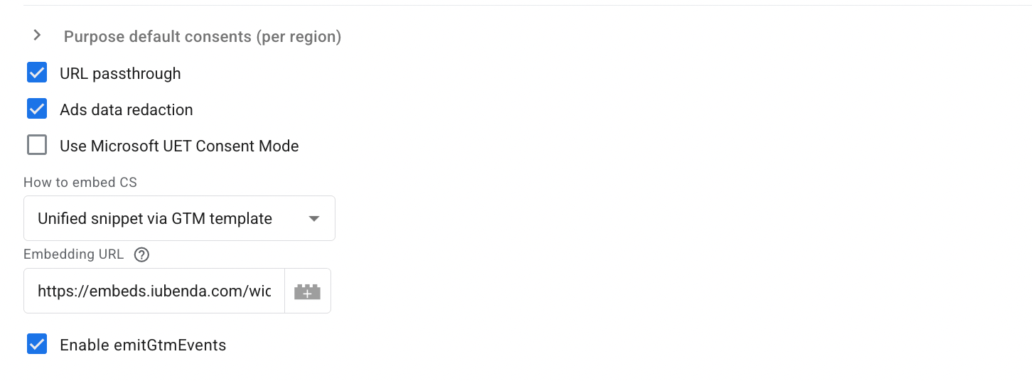 Tag configuration example