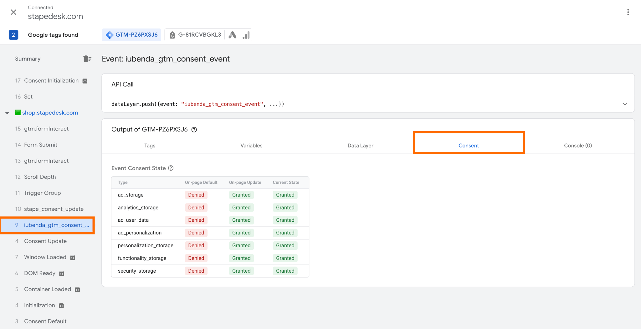 iubenda_gtm_consent_event Consent tab