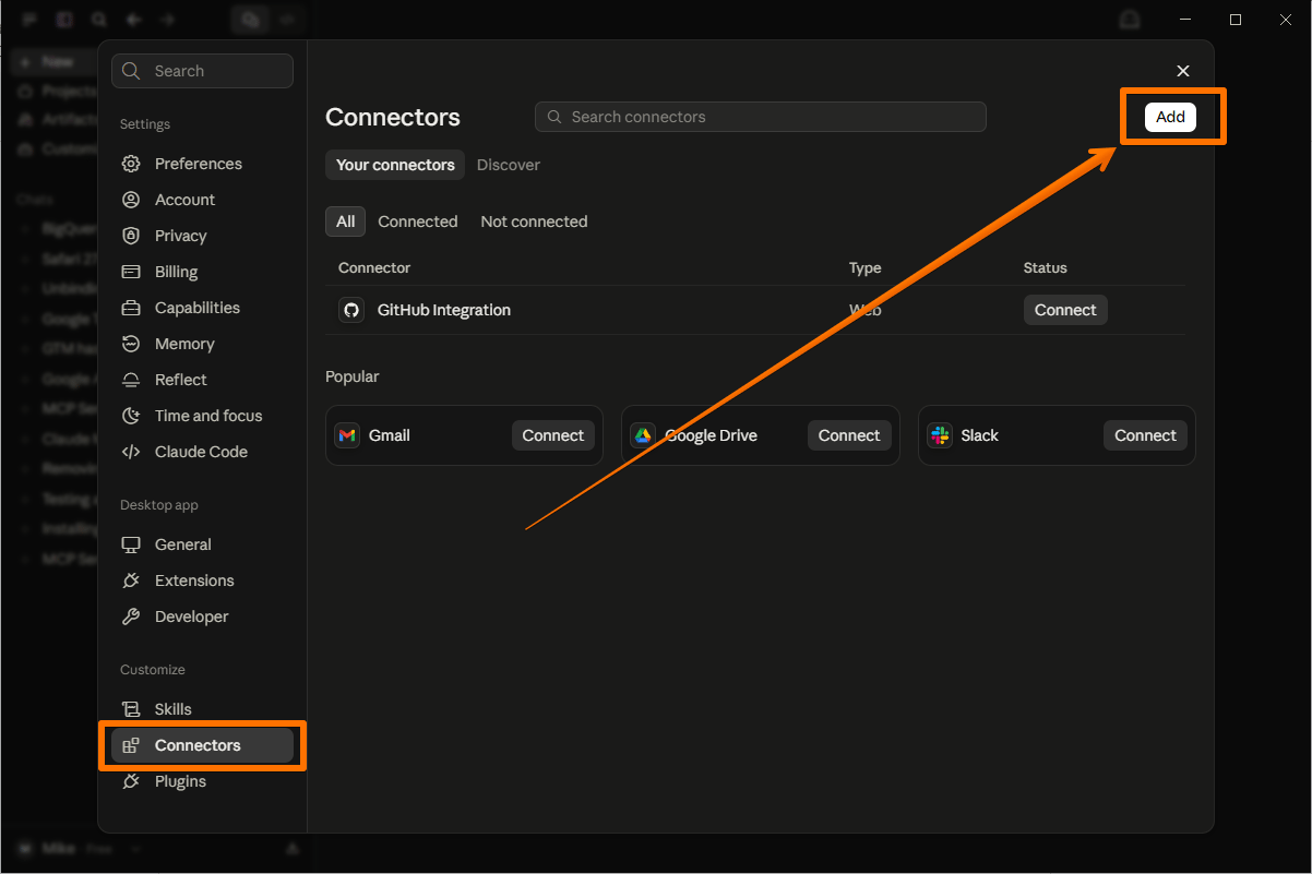 Add a custom connector