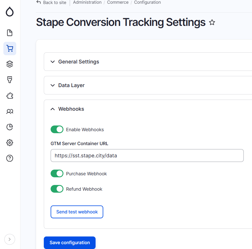Webhooks tab