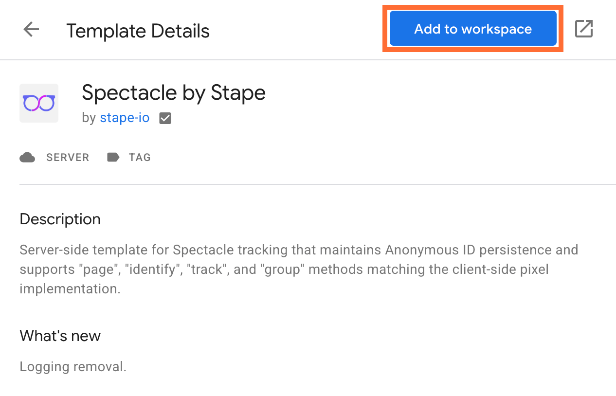 Click Add to workspace