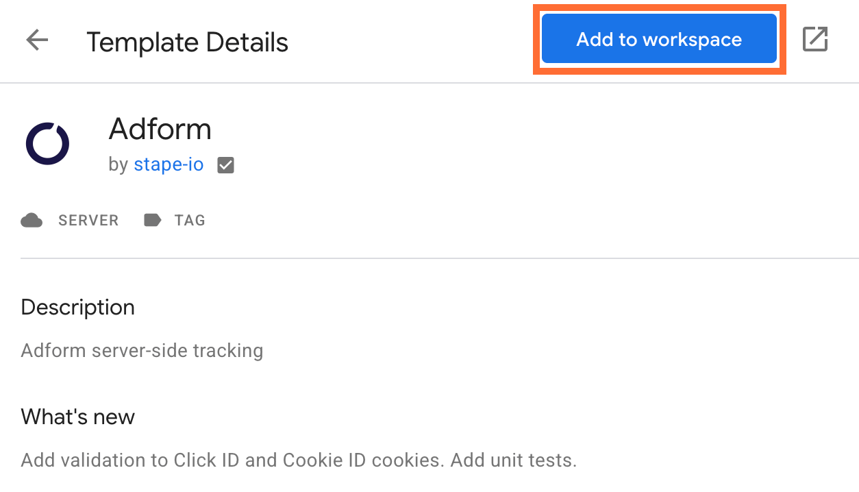 Click Add to workspace