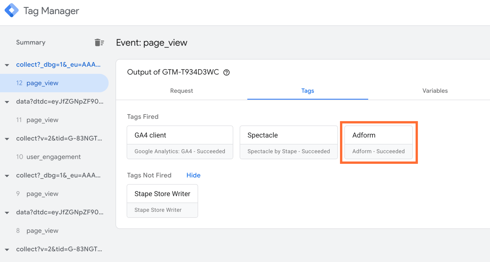 Confirm the Adform tag fires successfully