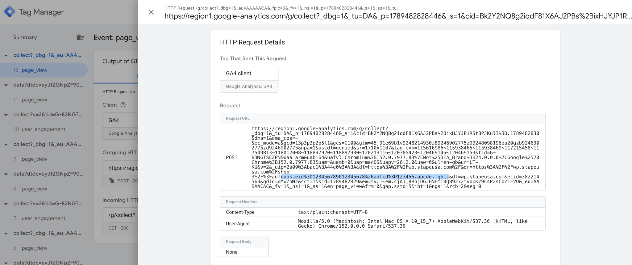 Outgoing HTTP Requests tab