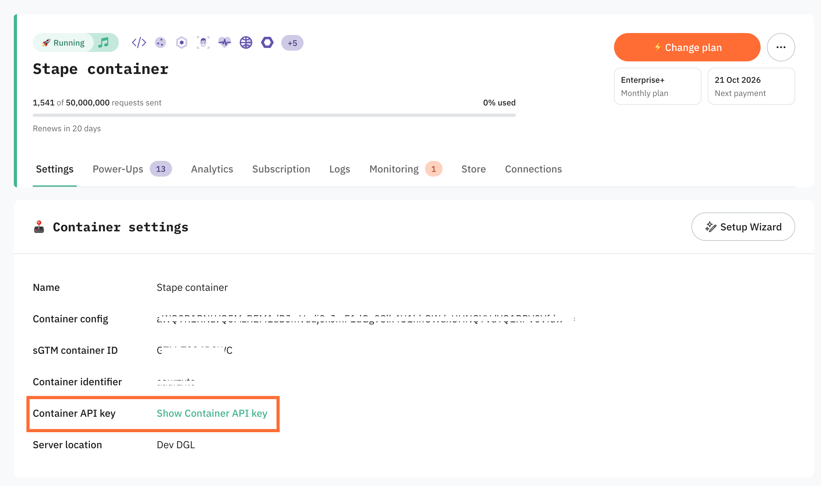 Container API Key
