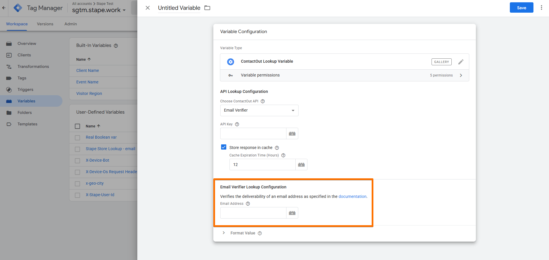 Email Verifier Lookup Configuration