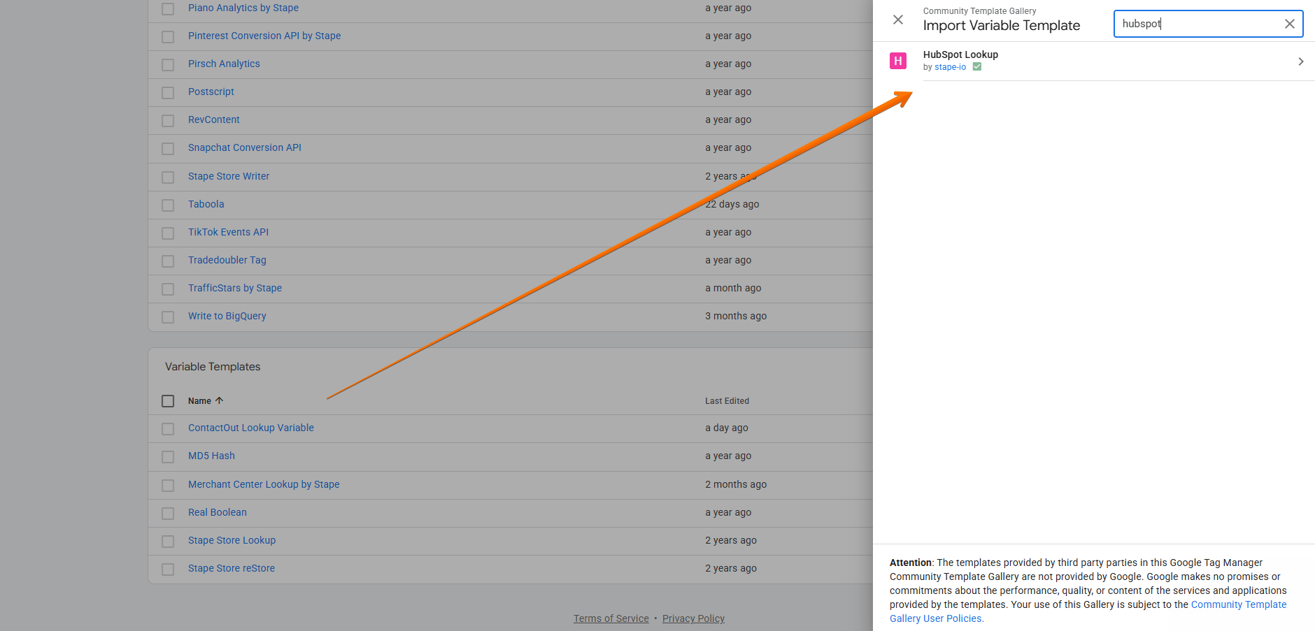 Add the HubSpot Lookup variable template