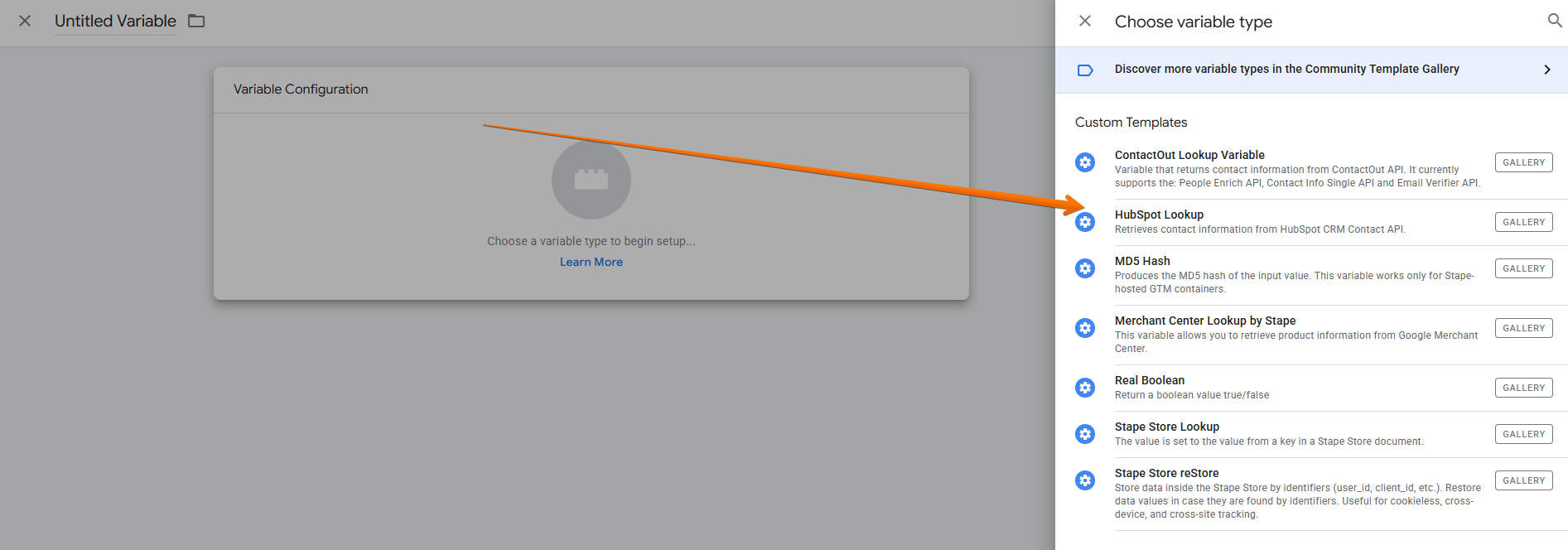 select HubSpot Lookup