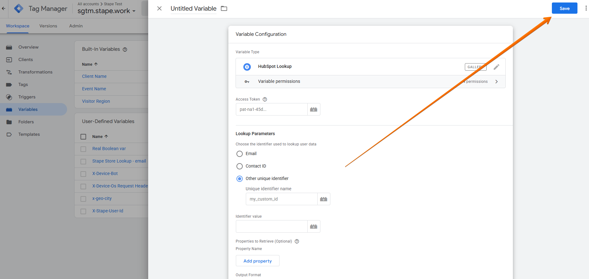 Give your variable a descriptive name and click Save
