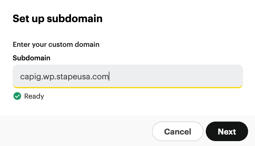 Enter your subdomain