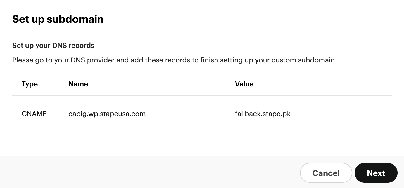 Values you have to provide to your DNS provider