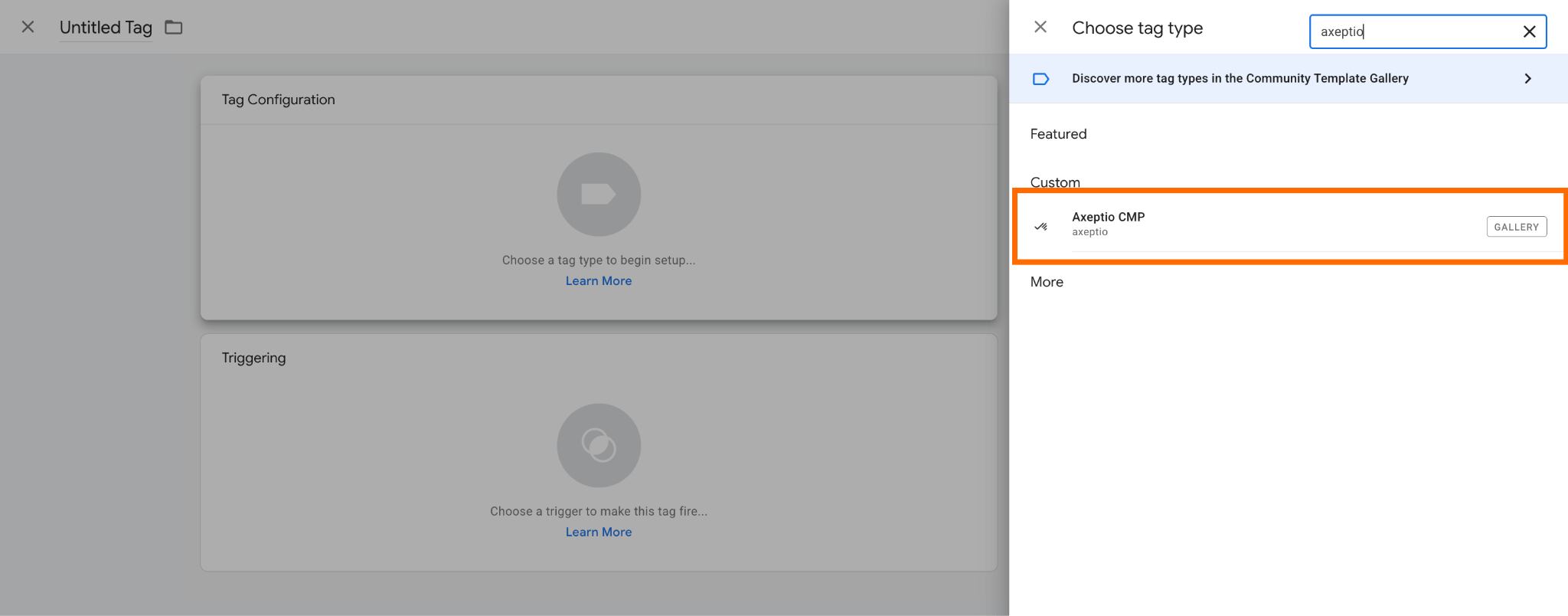 Create a new tag with Axeptio CMP as the tag configuration