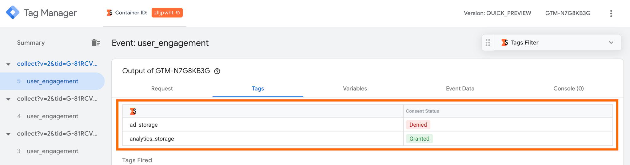 web GTM preview