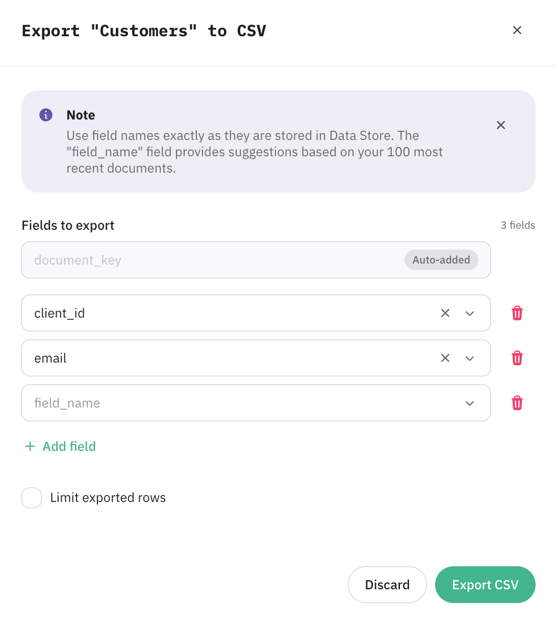 Click Export CSV