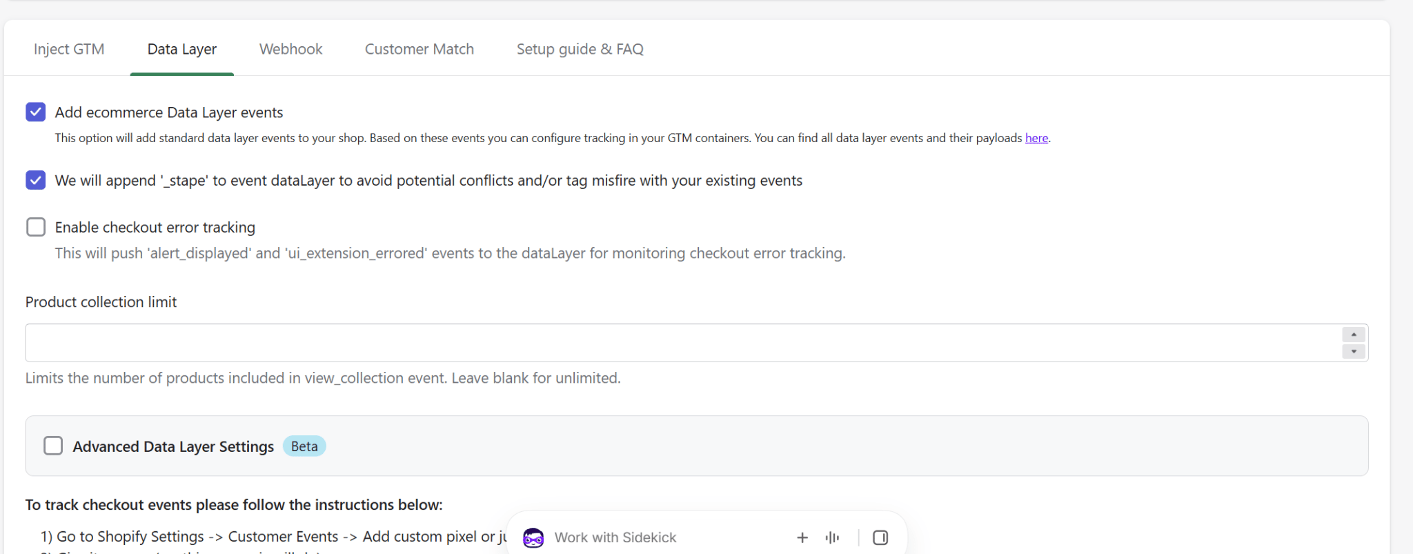 Data Layer tab