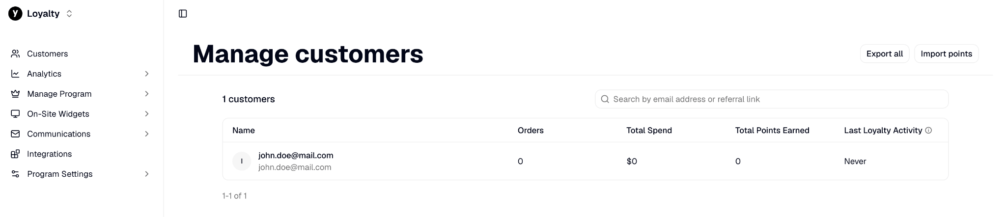 In the Yotpo account select which data you want to see