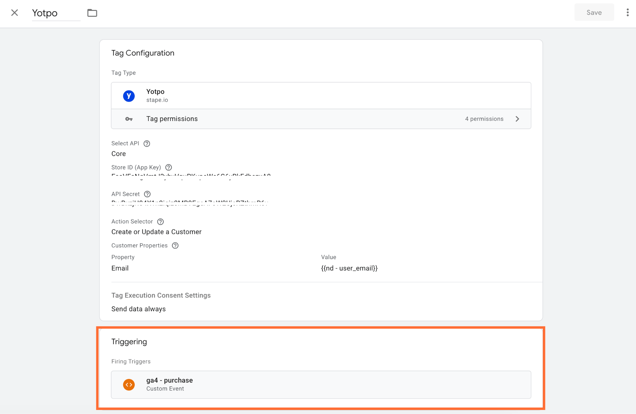 Select a trigger that fits the data you send