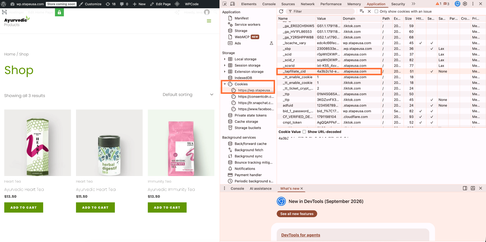 check if the tapfiliate_cid is set