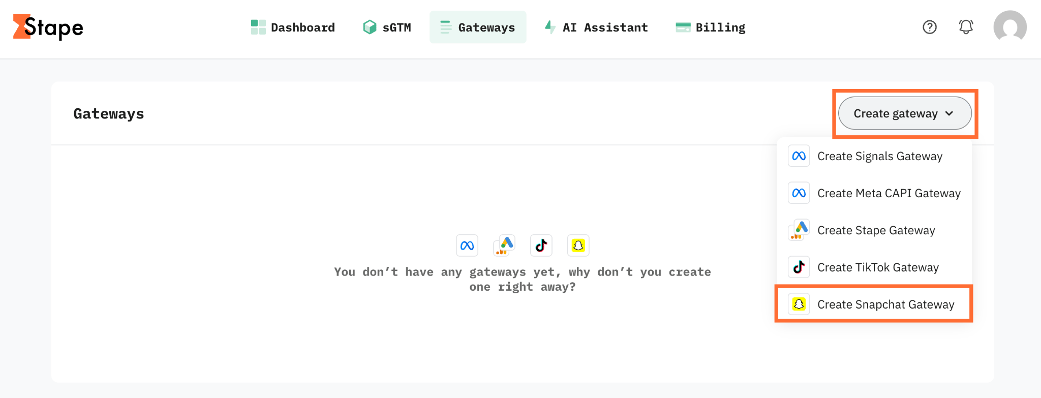 Create Snapchat Gateway